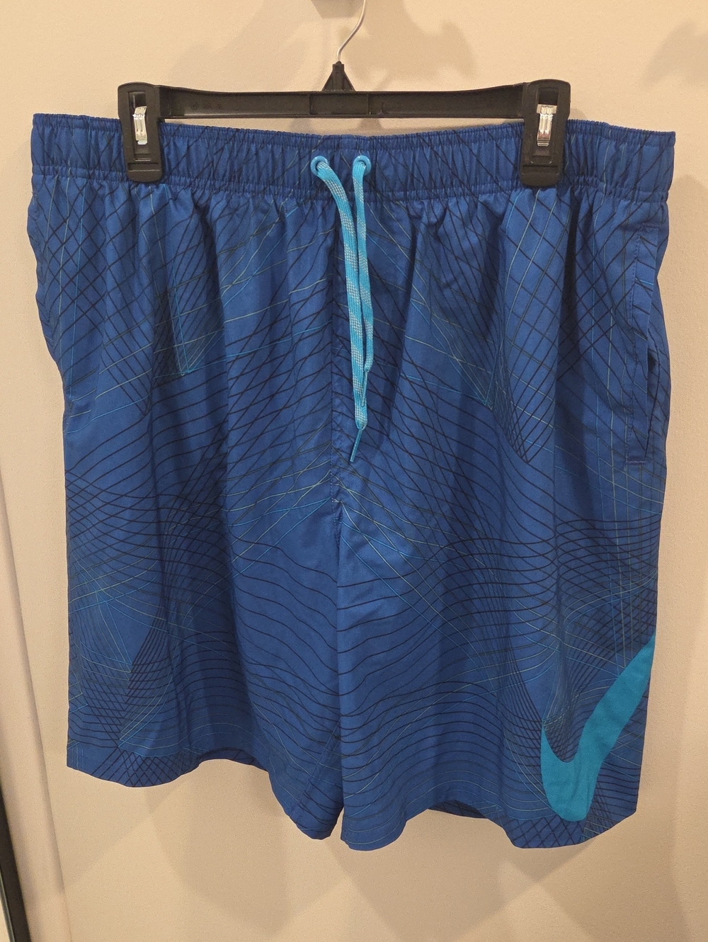 Nike Men’s Royal Blue Graphic Swim Shorts with Teal Logo Size XXL